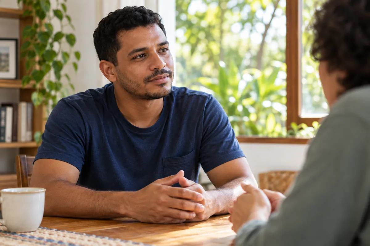 Conversa tranquila em um ambiente com luz natural